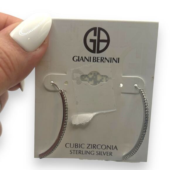 NWT Macy's GIANI BERNINI Sterling Silver Cubic Zirconia Dagger Drop Earrings NEW - Picture 1 of 10